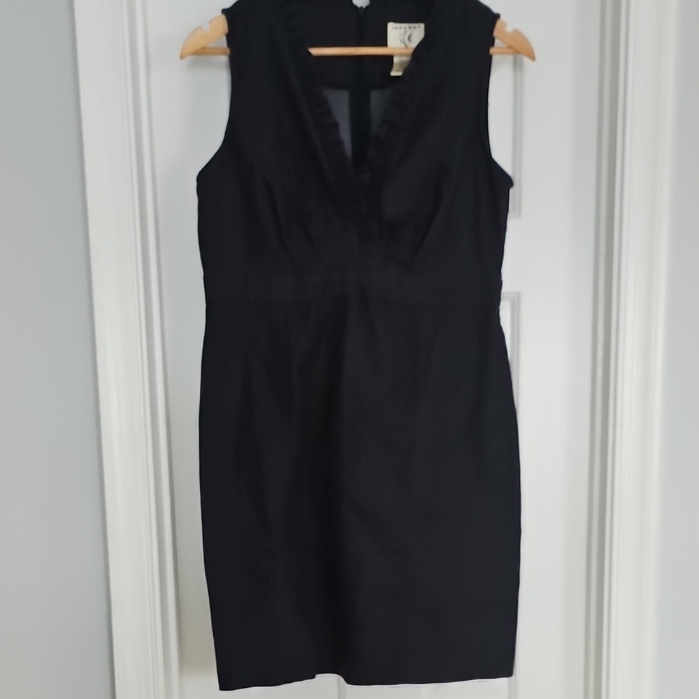 Ice Dark Denim Ruffled V-Neck Mini Dress